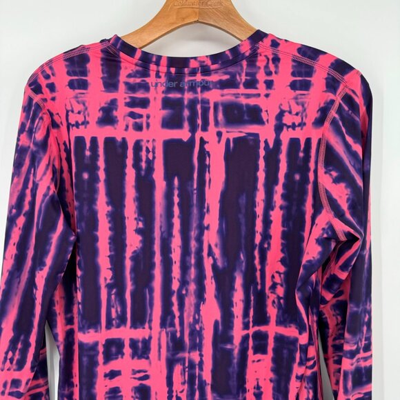 Under Armour HeatGear Long Sleeve Shirt Fitted Pink  Purple Tie-Dye Size Large - Picture 11 of 11